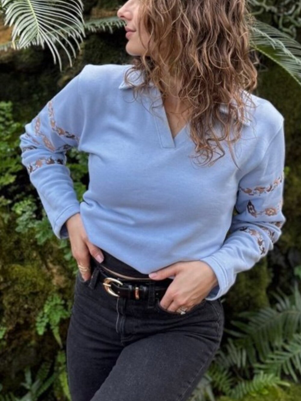 SKurated Ukrainian Vyshyvanka Embroidered Polo Sweatshirt
